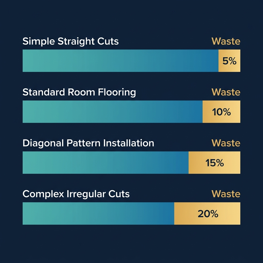 Comparison diagram showing different waste percentage levels for various project types from simple to complex installations